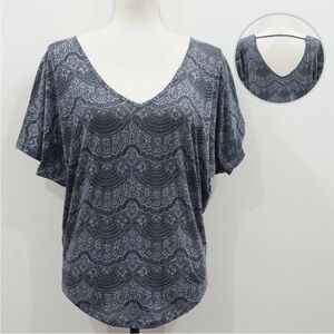 Maurices Charcoal Lace Pattern Short Sleeve Top